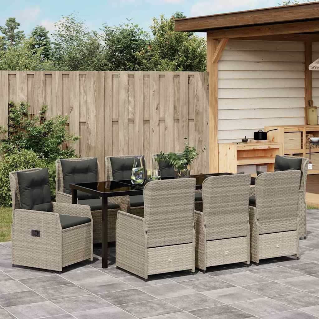 Have Spisebordssæt 9 pcs Lysegrå polyrattan