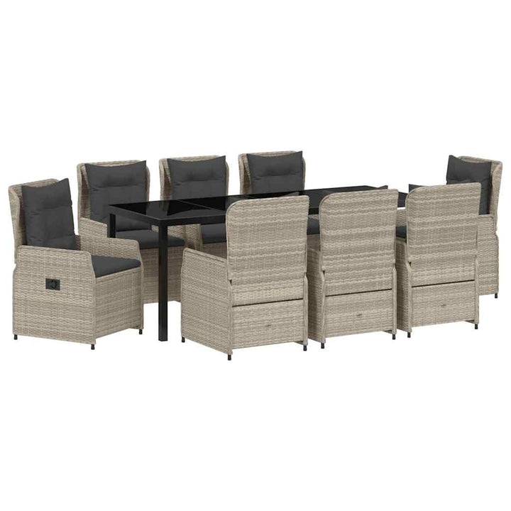 Have Spisebordssæt 9 pcs Lysegrå polyrattan