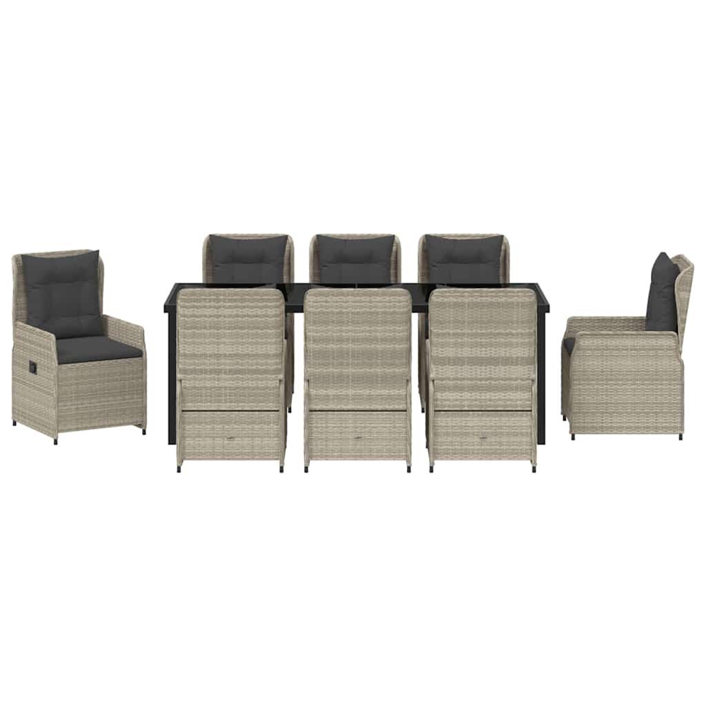 Have Spisebordssæt 9 pcs Lysegrå polyrattan