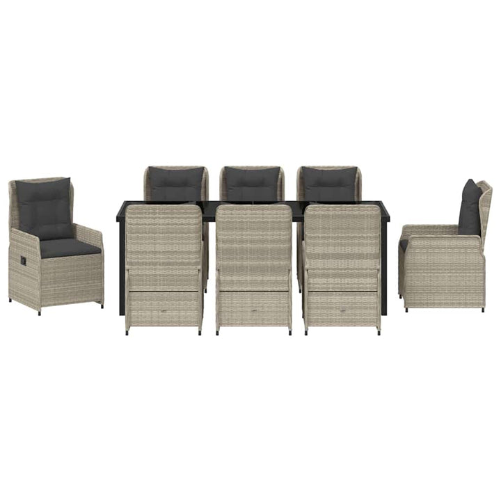 Have Spisebordssæt 9 pcs Lysegrå polyrattan