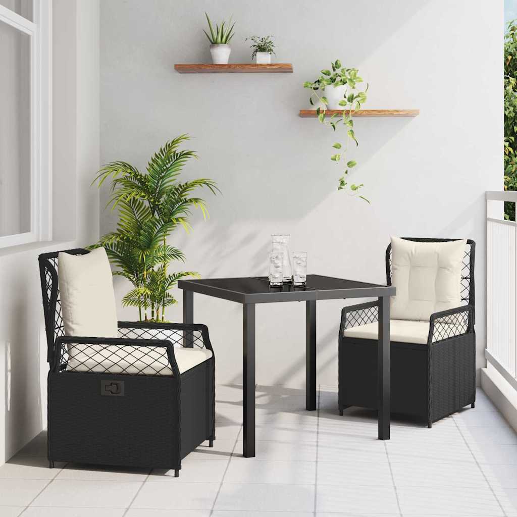 Have Spisebordssæt 3 pcs Sort polyrattan