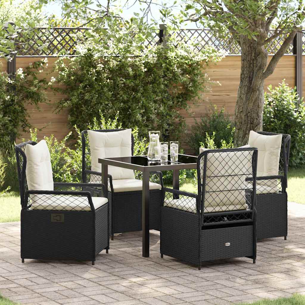 Have Spisebordssæt 5 pcs Sort polyrattan