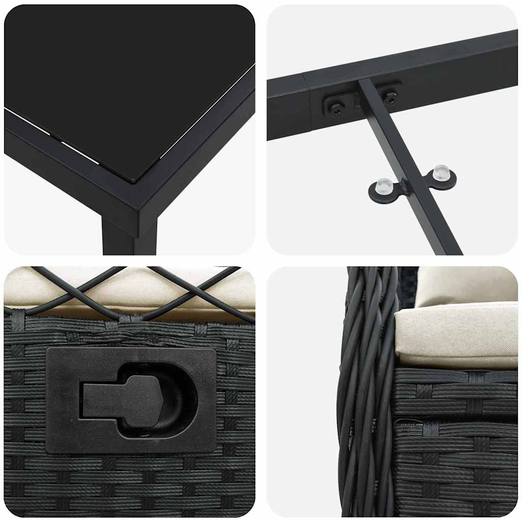 Have Spisebordssæt 5 pcs Sort polyrattan