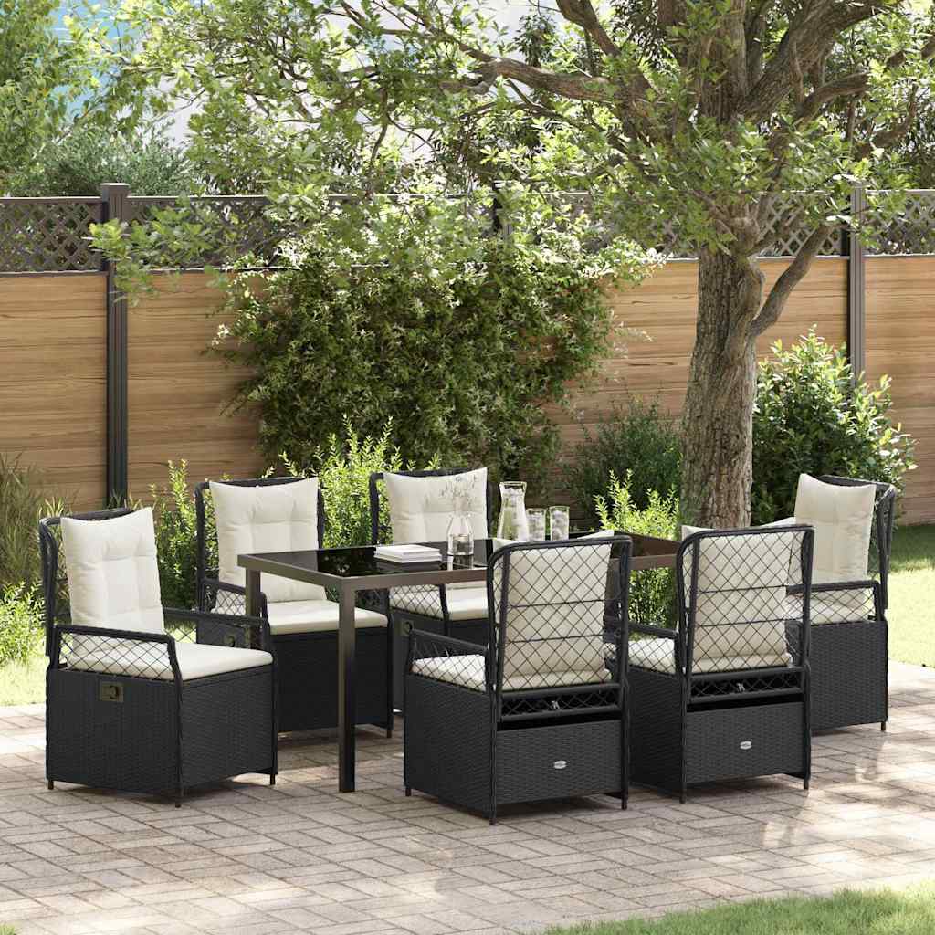 Have Spisebordssæt 7 pcs Sort polyrattan