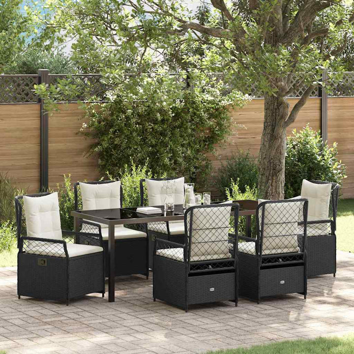 Have Spisebordssæt 7 pcs Sort polyrattan