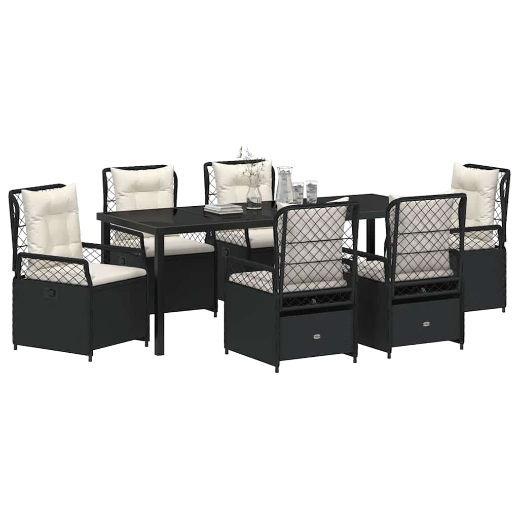 Have Spisebordssæt 7 pcs Sort polyrattan