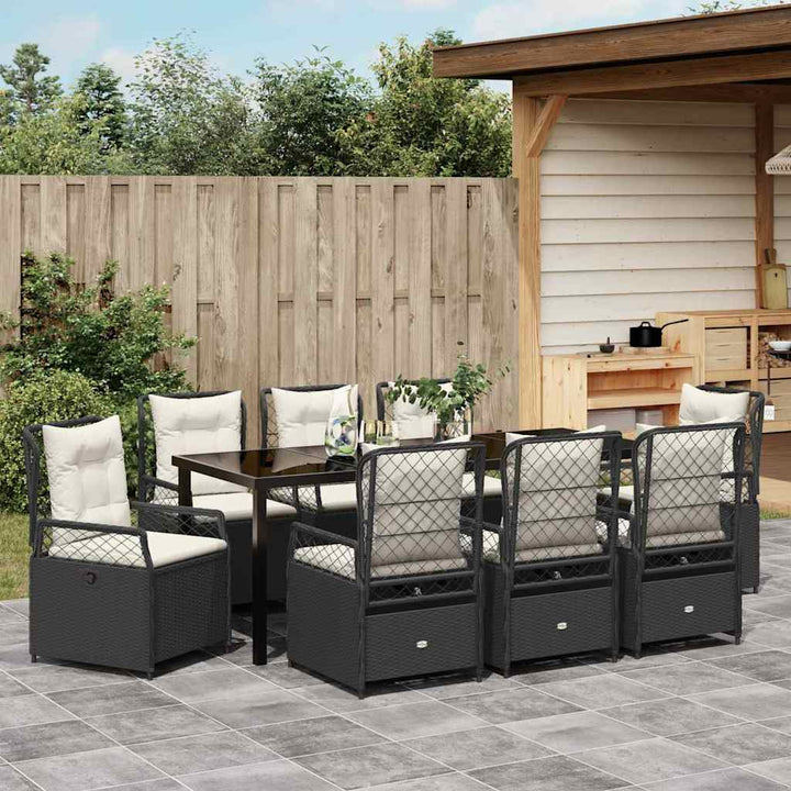Have Spisebordssæt 9 pcs Sort polyrattan