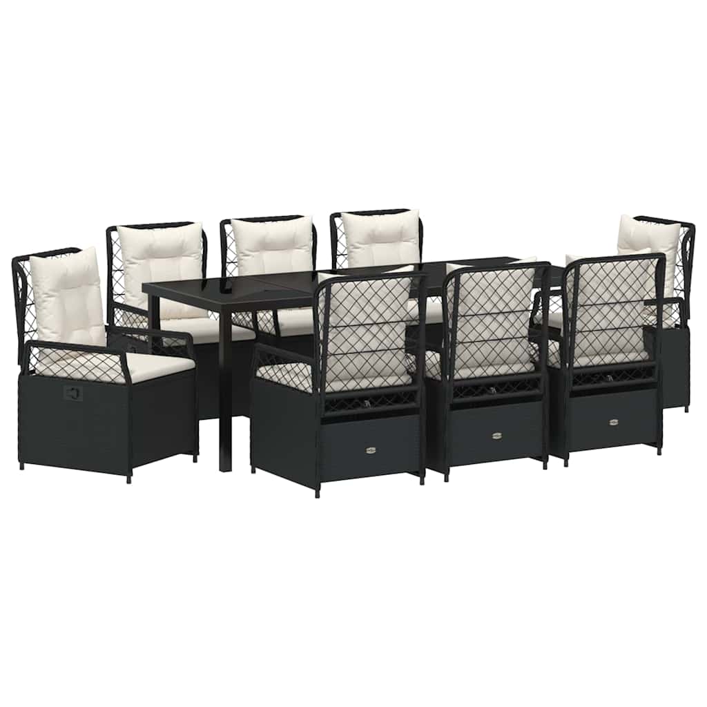 Have Spisebordssæt 9 pcs Sort polyrattan