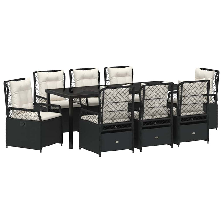 Have Spisebordssæt 9 pcs Sort polyrattan