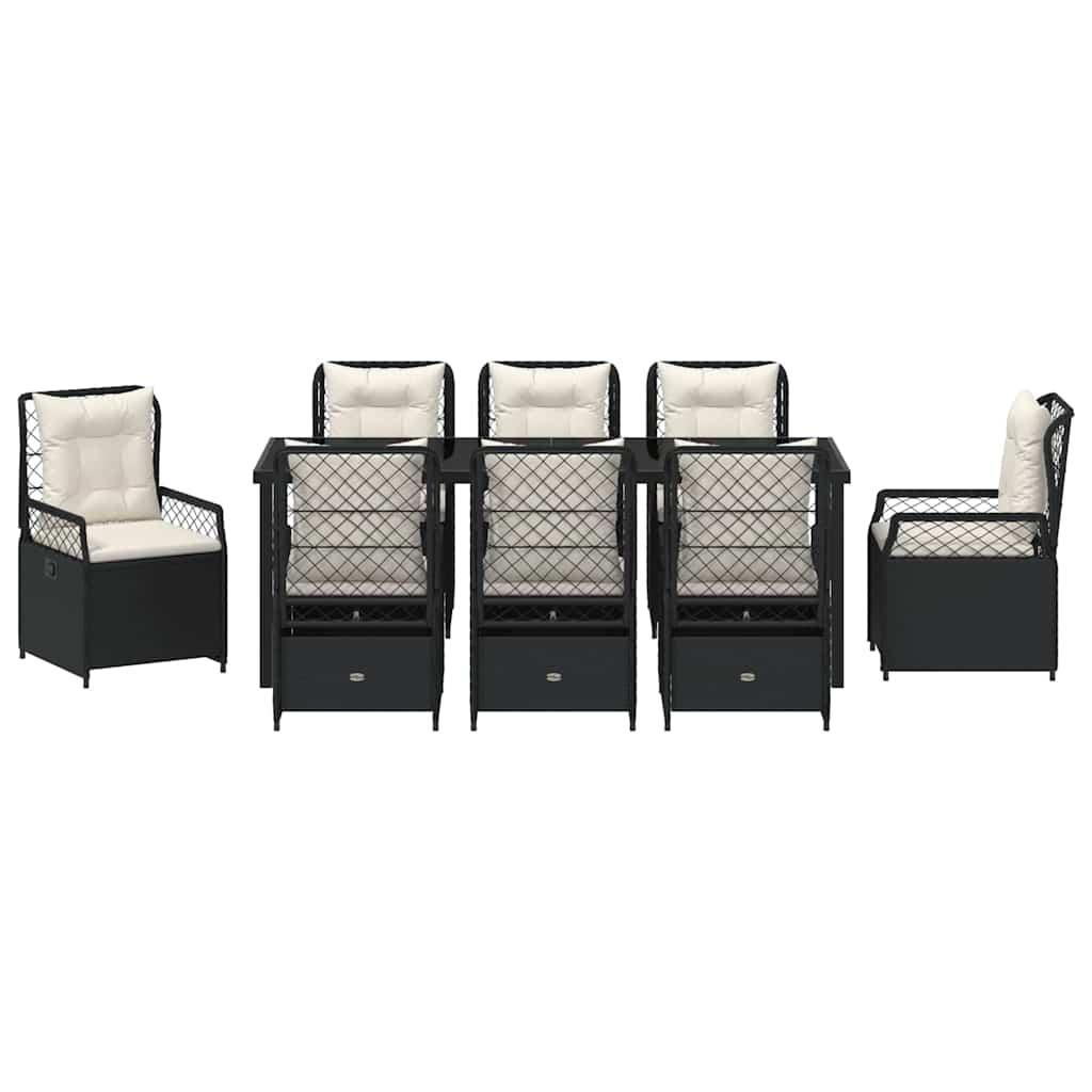 Have Spisebordssæt 9 pcs Sort polyrattan