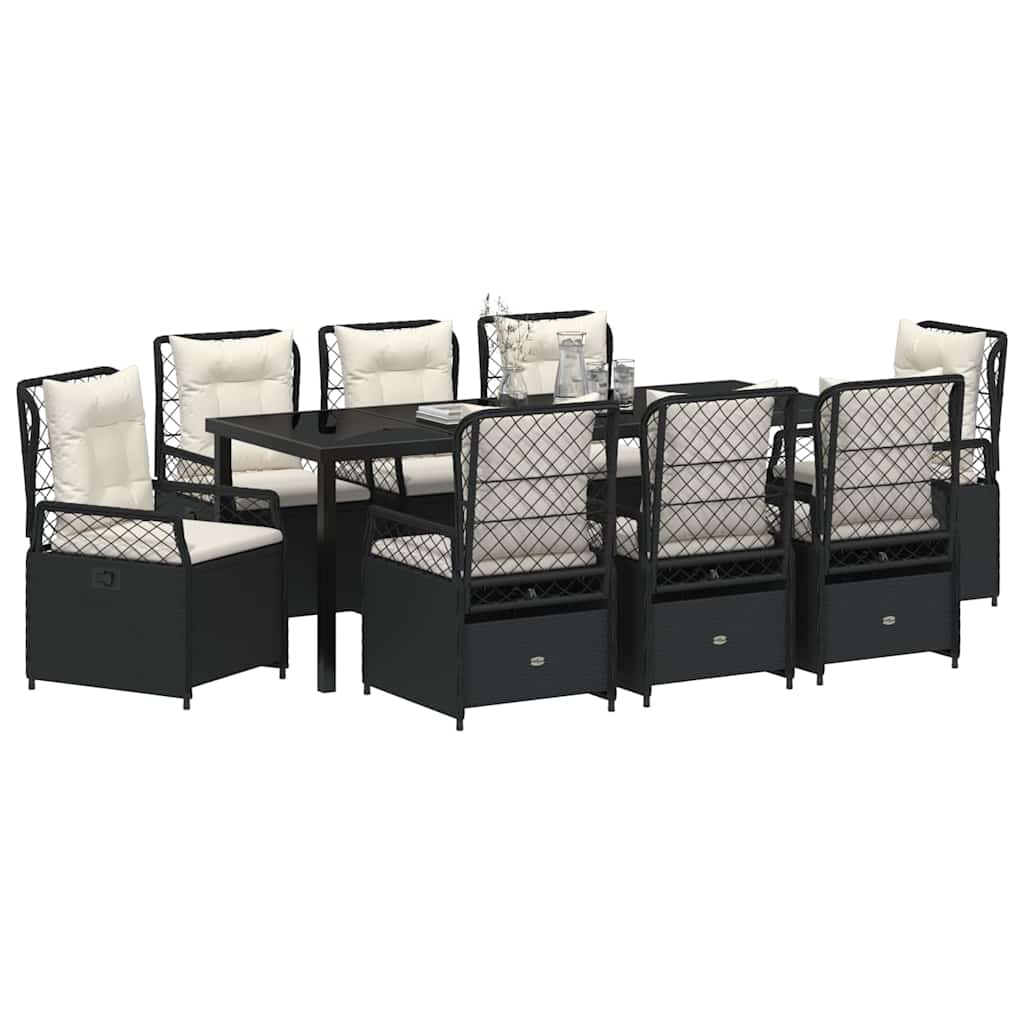 Have Spisebordssæt 9 pcs Sort polyrattan