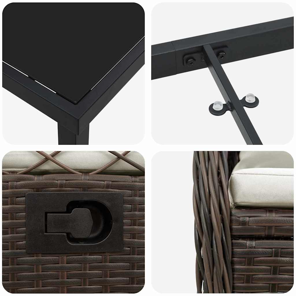 Have Spisebordssæt 5 pcs Brun polyrattan