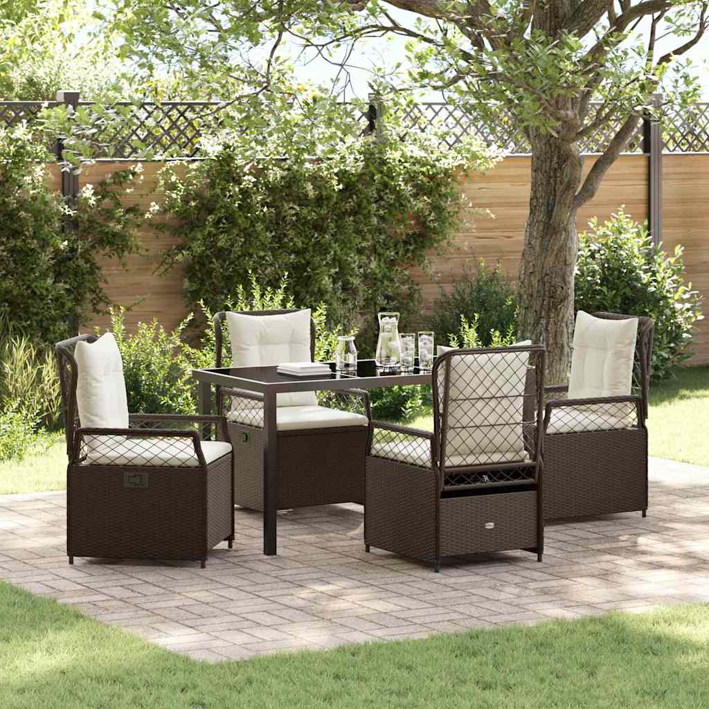 Have Spisebordssæt 5 pcs Brun polyrattan