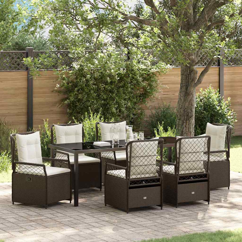 Have Spisebordssæt 7 pcs Brun polyrattan