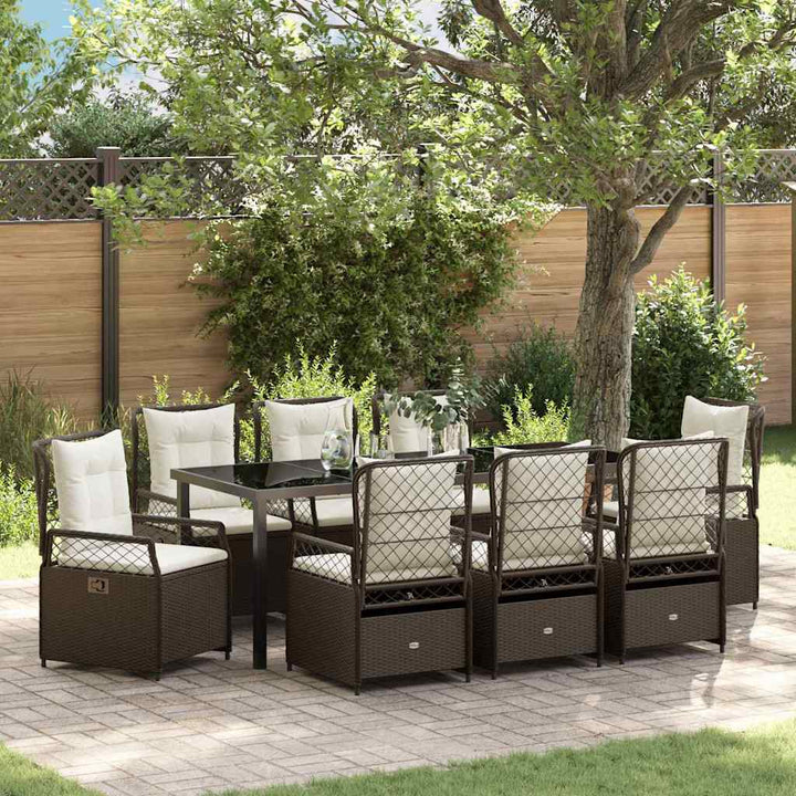 Have Spisebordssæt 9 pcs Brun polyrattan