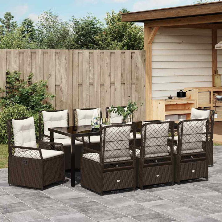 Have Spisebordssæt 9 pcs Brun polyrattan