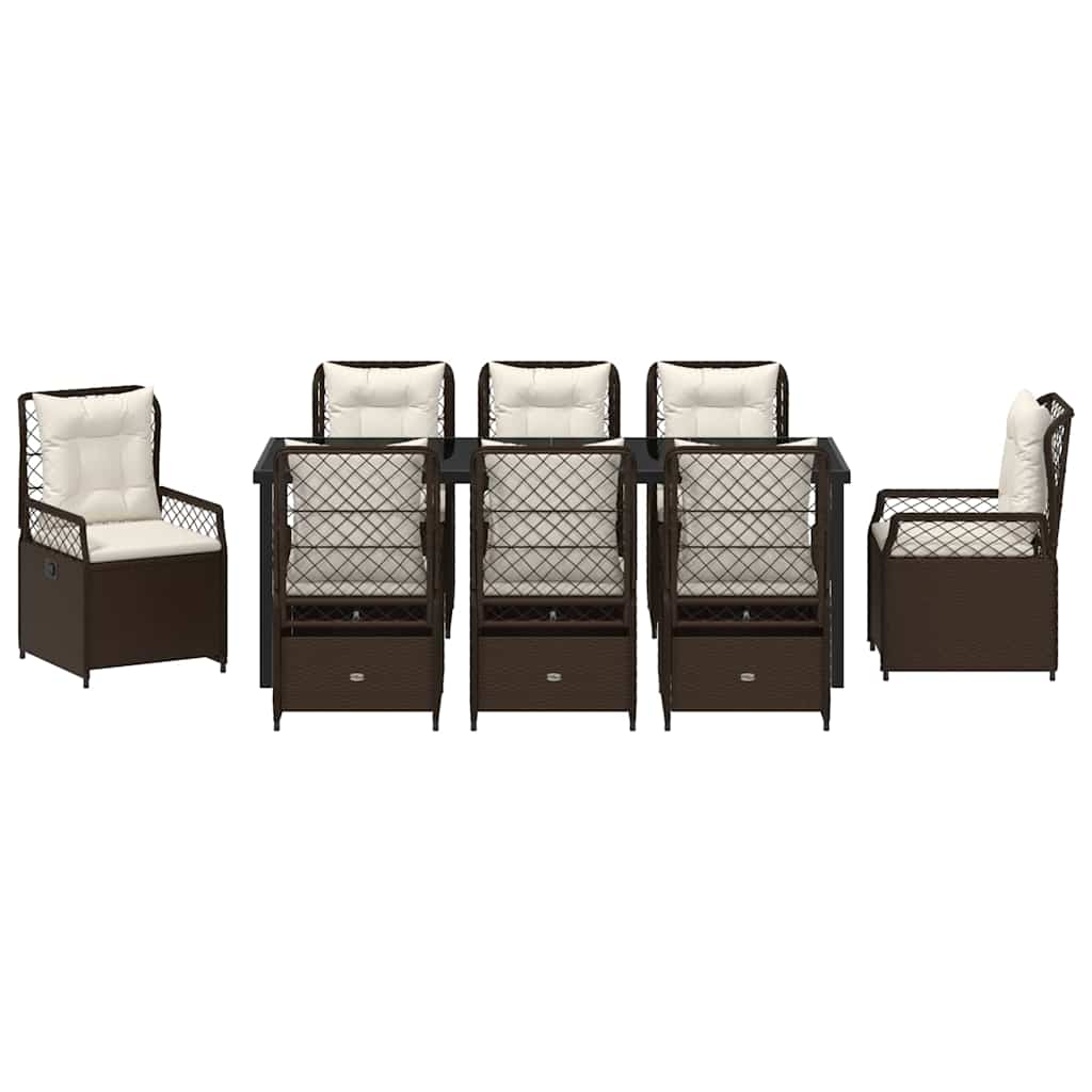 Have Spisebordssæt 9 pcs Brun polyrattan