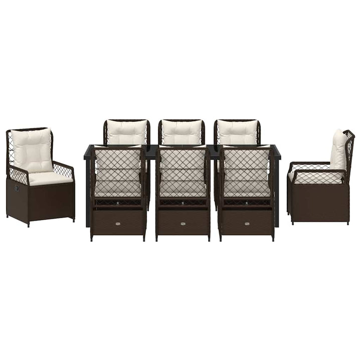Have Spisebordssæt 9 pcs Brun polyrattan