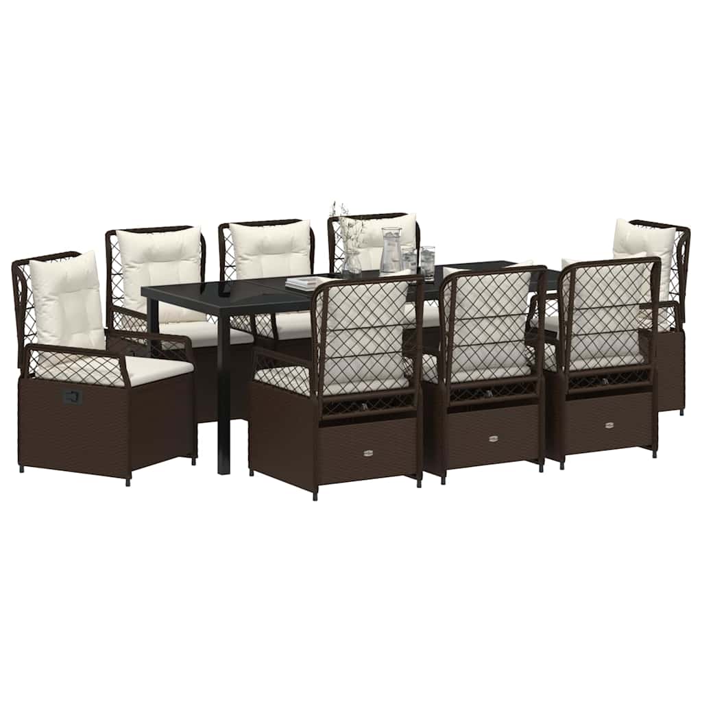 Have Spisebordssæt 9 pcs Brun polyrattan