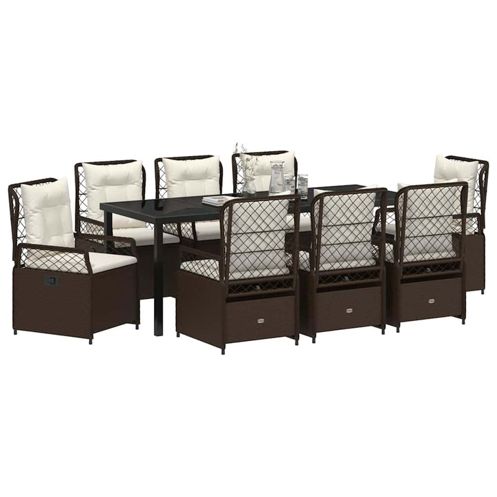 Have Spisebordssæt 9 pcs Brun polyrattan