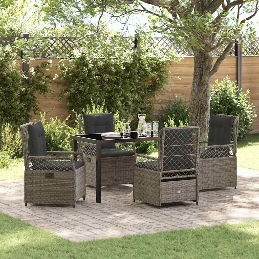 Have Spisebordssæt 5 pcs Grå polyrattan