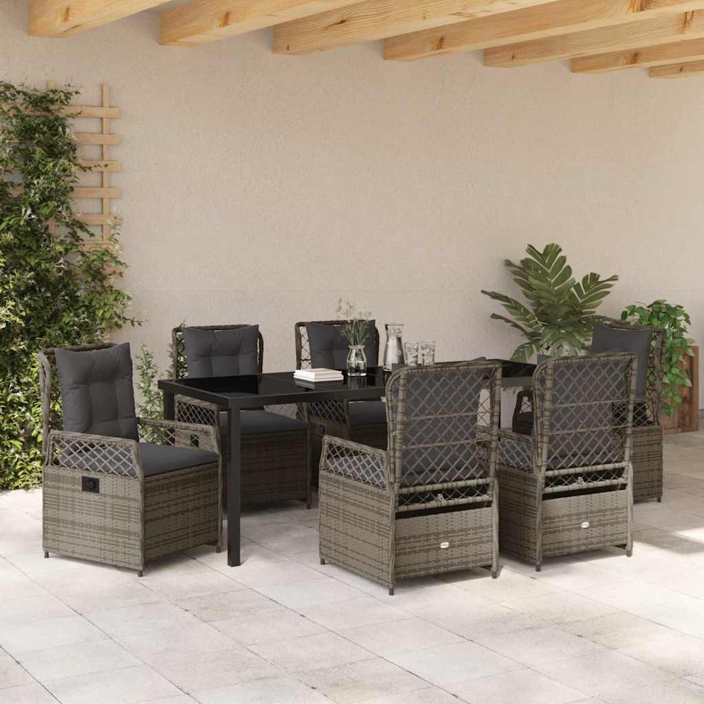 Have Spisebordssæt 7 pcs Grå polyrattan