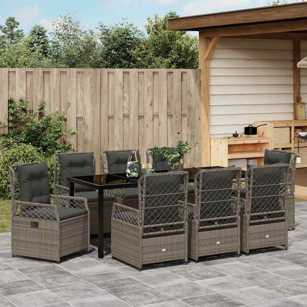 Have Spisebordssæt 9 pcs Grå polyrattan