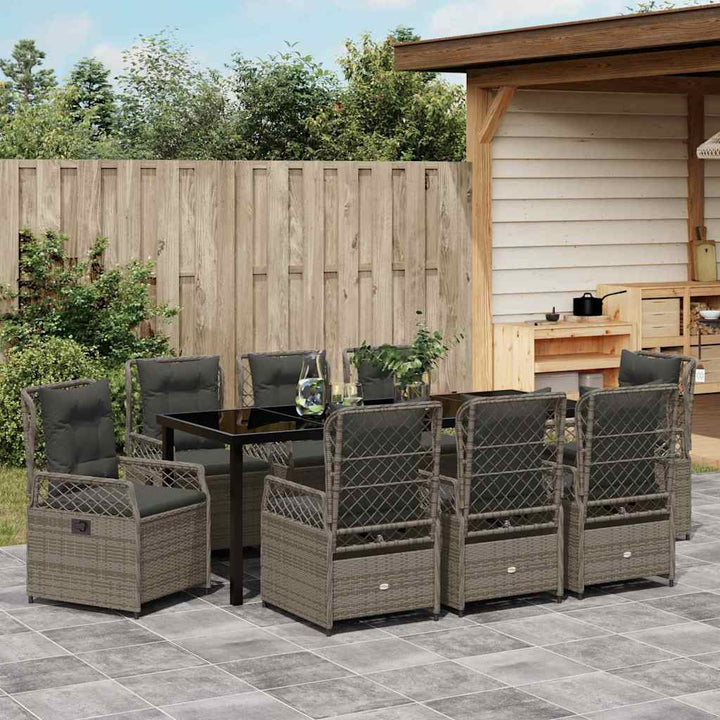 Have Spisebordssæt 9 pcs Grå polyrattan