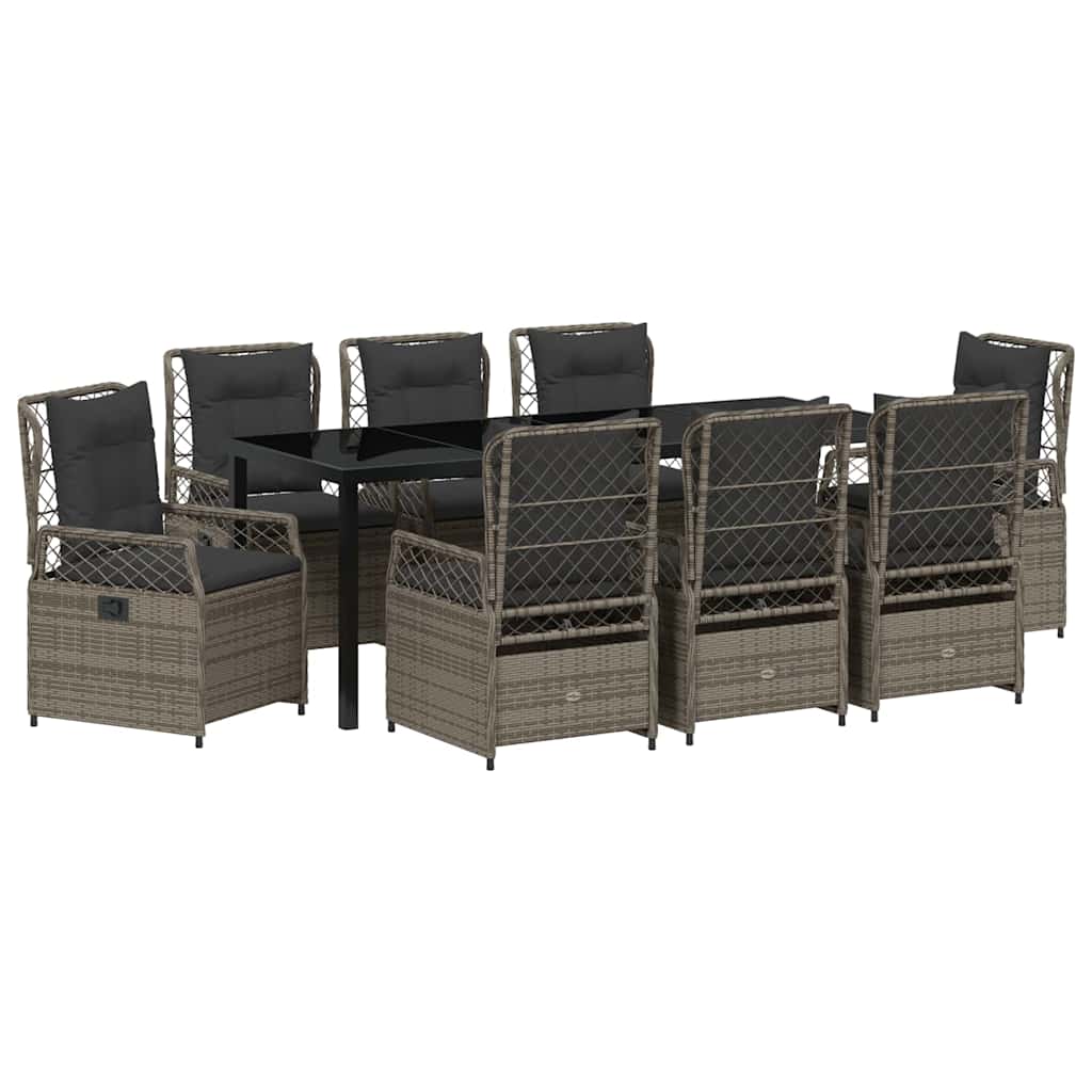 Have Spisebordssæt 9 pcs Grå polyrattan