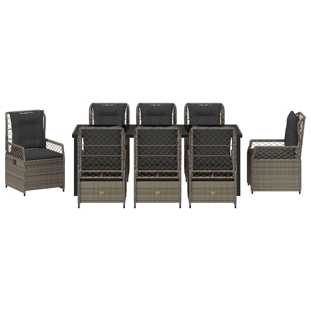 Have Spisebordssæt 9 pcs Grå polyrattan