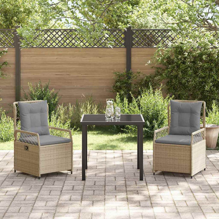Have Spisebordssæt 3 pcs Beige og lys grå polyrattan