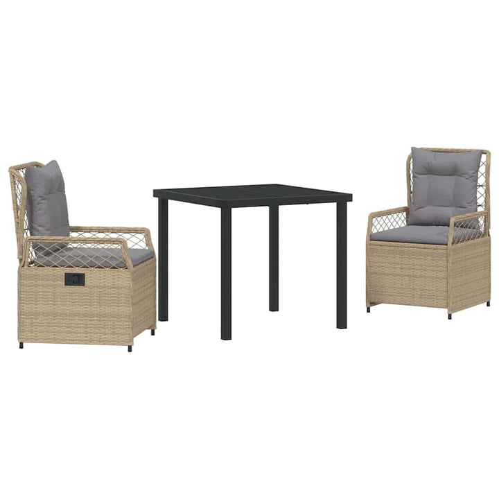 Have Spisebordssæt 3 pcs Beige og lys grå polyrattan