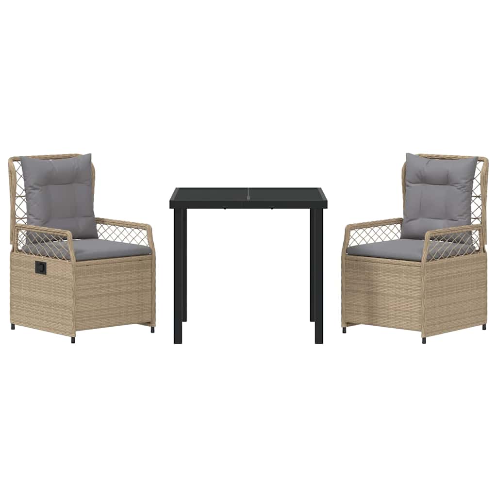 Have Spisebordssæt 3 pcs Beige og lys grå polyrattan