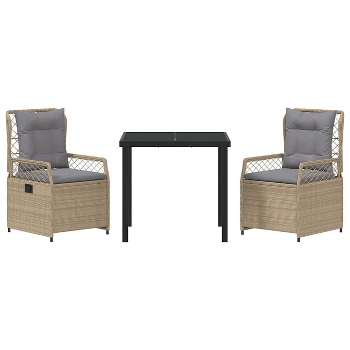 Have Spisebordssæt 3 pcs Beige og lys grå polyrattan