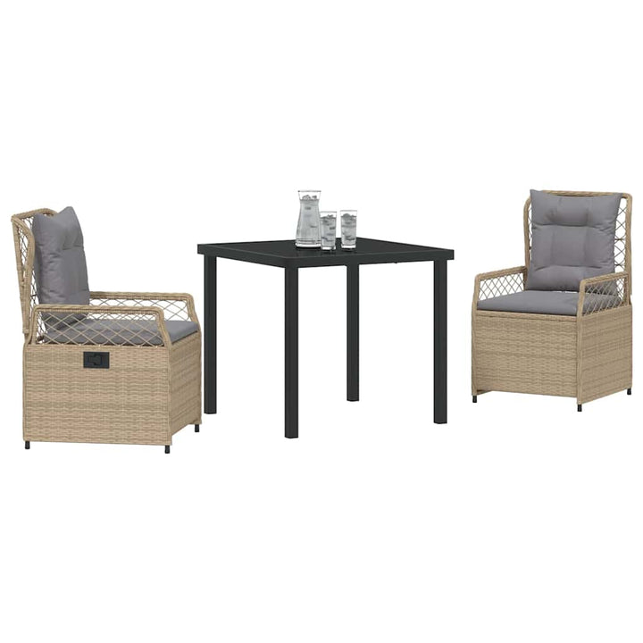 Have Spisebordssæt 3 pcs Beige og lys grå polyrattan