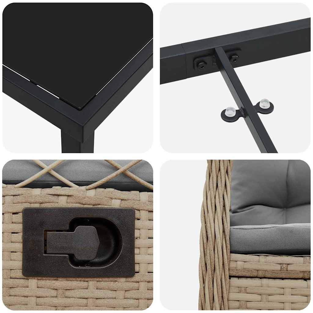 Have Spisebordssæt 5 pcs Beige og lys grå polyrattan
