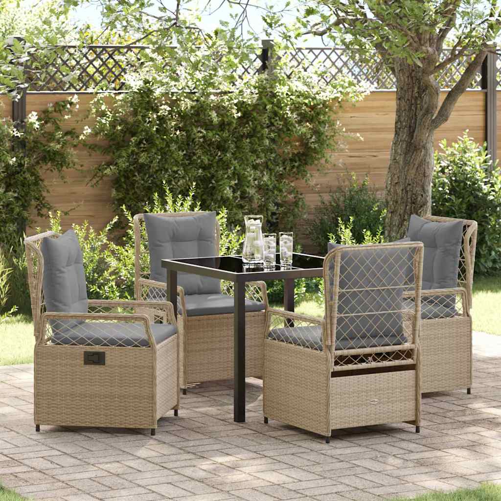 Have Spisebordssæt 5 pcs Beige og lys grå polyrattan