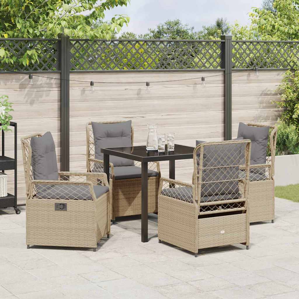 Have Spisebordssæt 5 pcs Beige og lys grå polyrattan