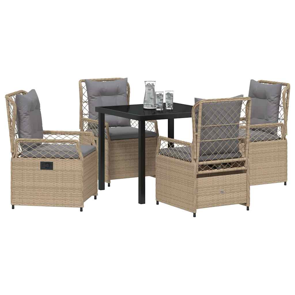 Have Spisebordssæt 5 pcs Beige og lys grå polyrattan