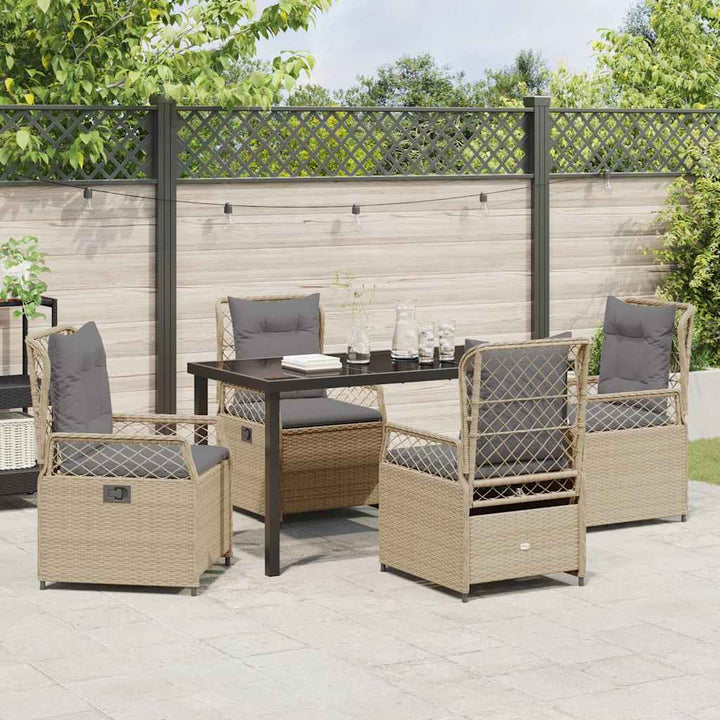 Have Spisebordssæt 5 pcs Beige og lys grå polyrattan