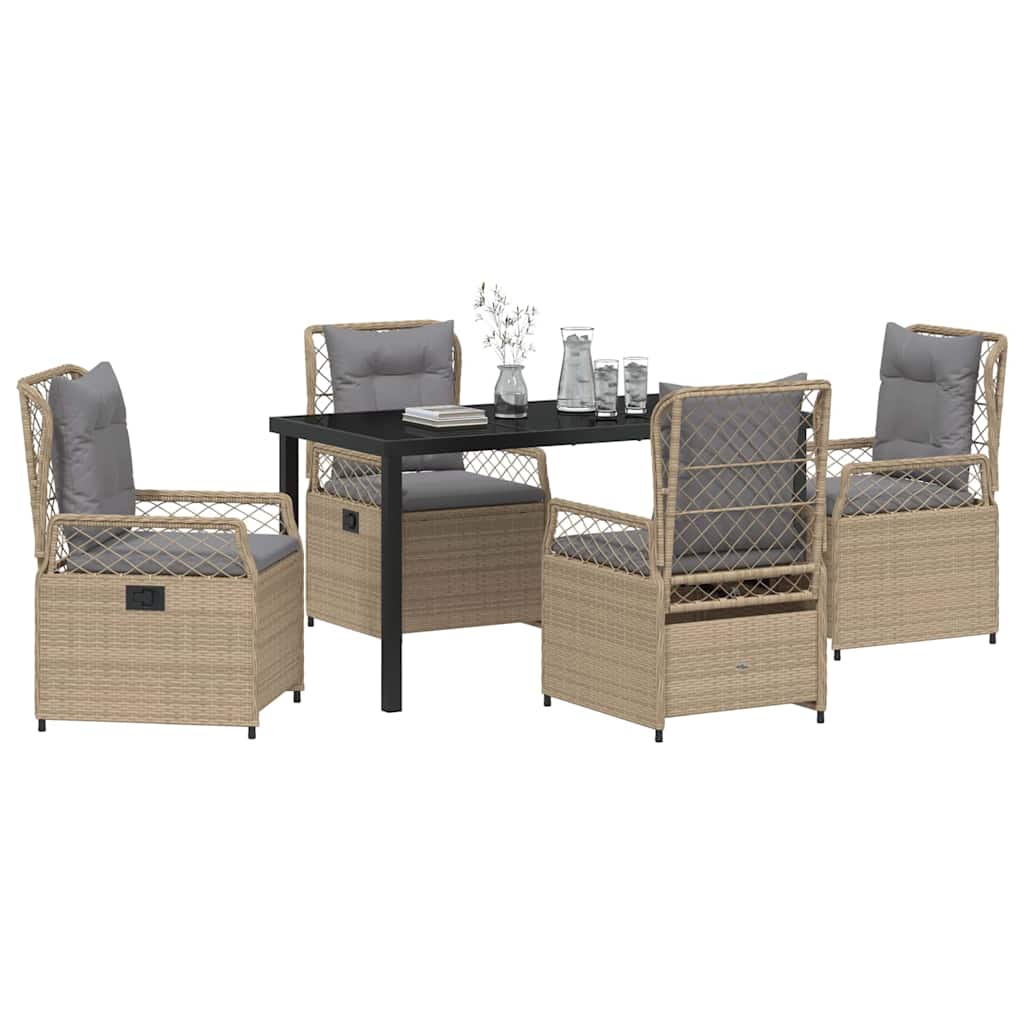 Have Spisebordssæt 5 pcs Beige og lys grå polyrattan