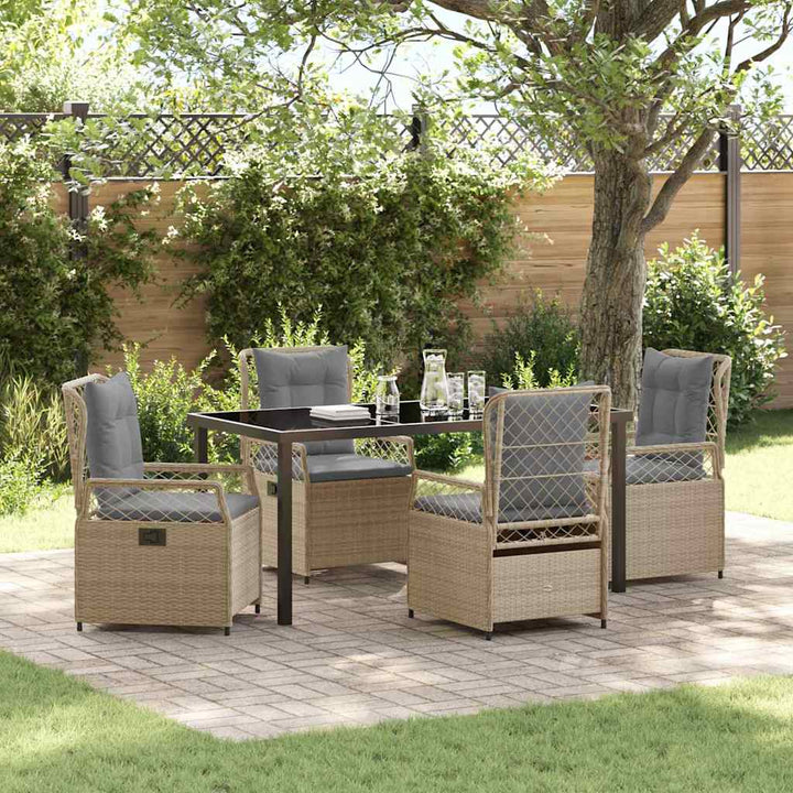 Have Spisebordssæt 5 pcs Beige og lys grå polyrattan