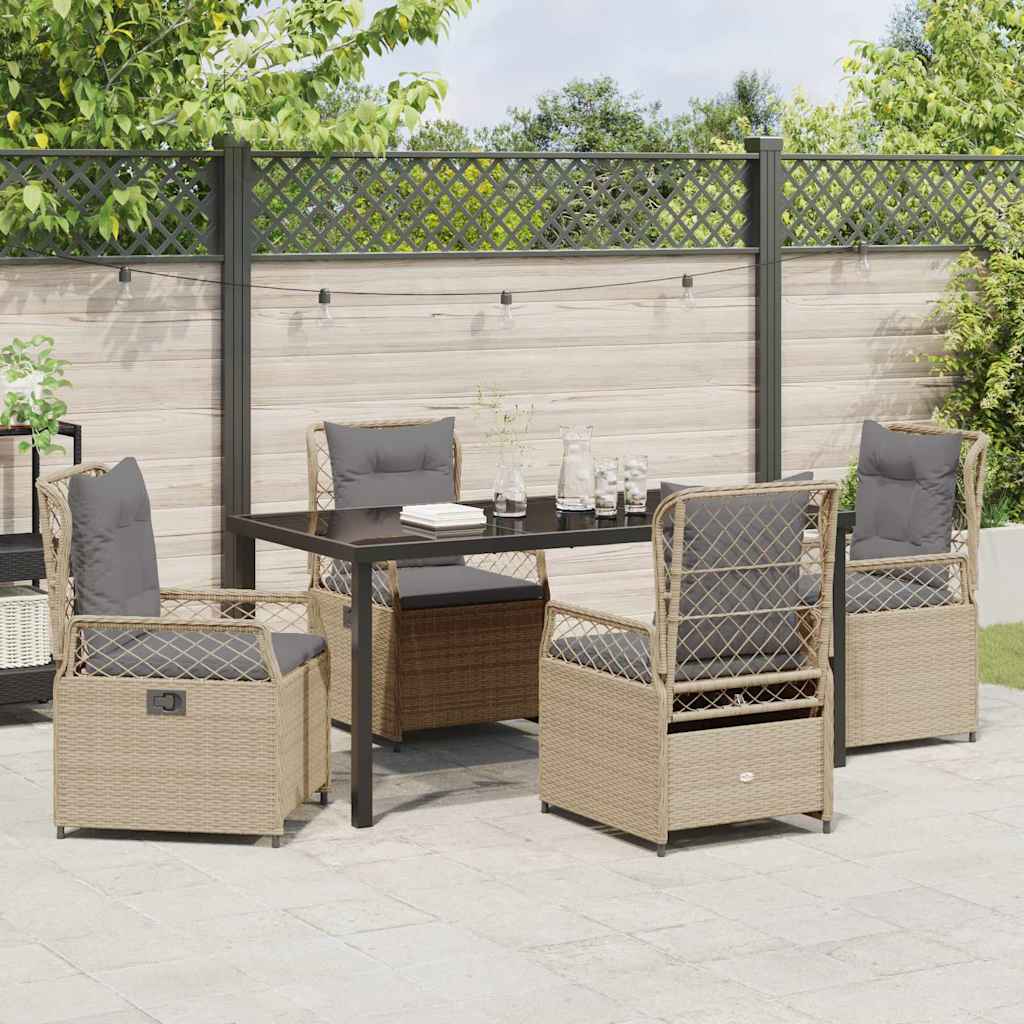 Have Spisebordssæt 5 pcs Beige og lys grå polyrattan