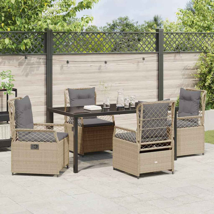 Have Spisebordssæt 5 pcs Beige og lys grå polyrattan