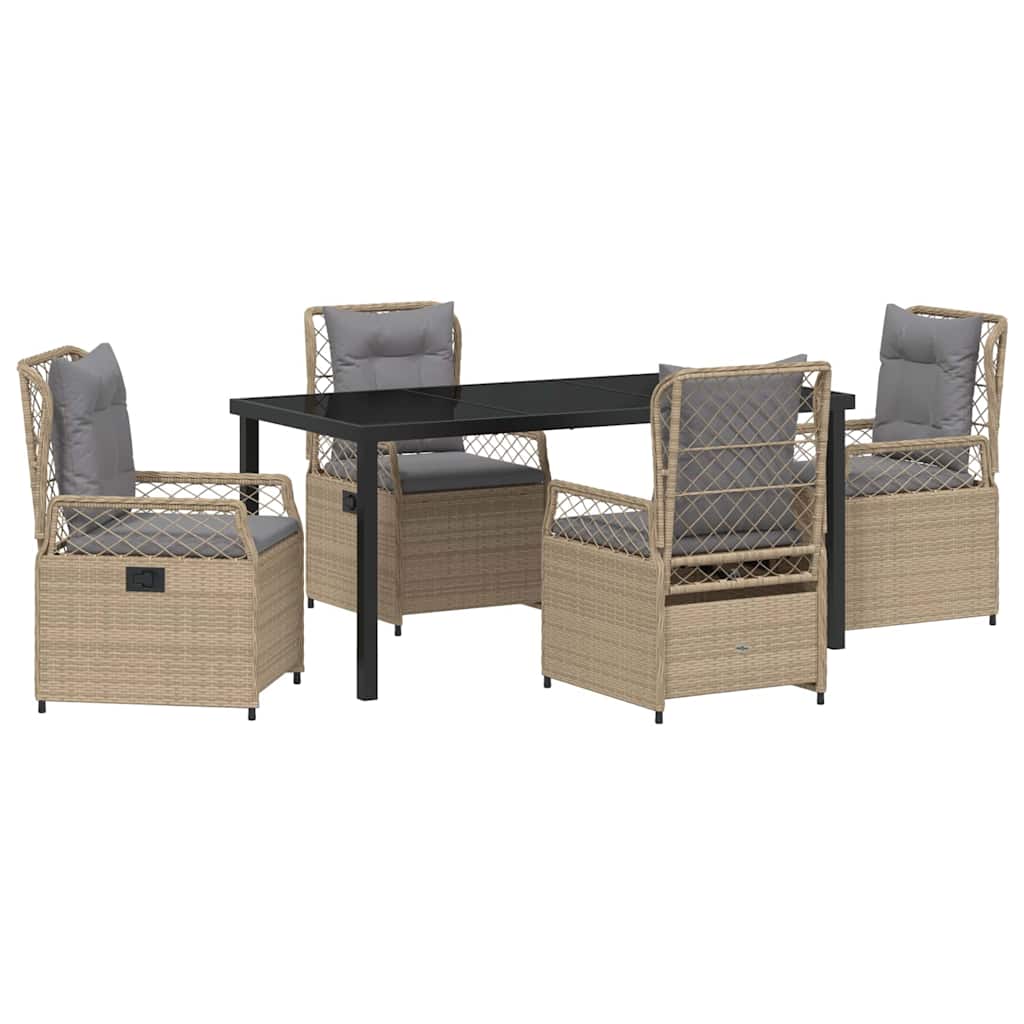 Have Spisebordssæt 5 pcs Beige og lys grå polyrattan