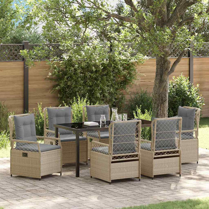 Have Spisebordssæt 7 pcs Beige og lys grå polyrattan