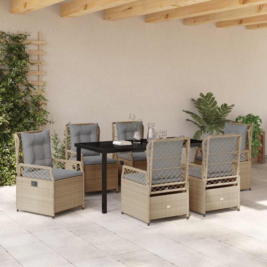 Have Spisebordssæt 7 pcs Beige og lys grå polyrattan