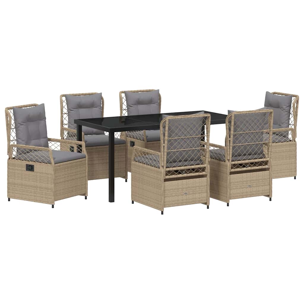 Have Spisebordssæt 7 pcs Beige og lys grå polyrattan
