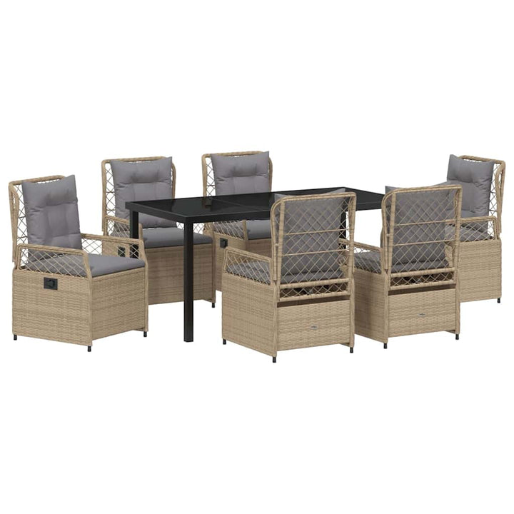 Have Spisebordssæt 7 pcs Beige og lys grå polyrattan