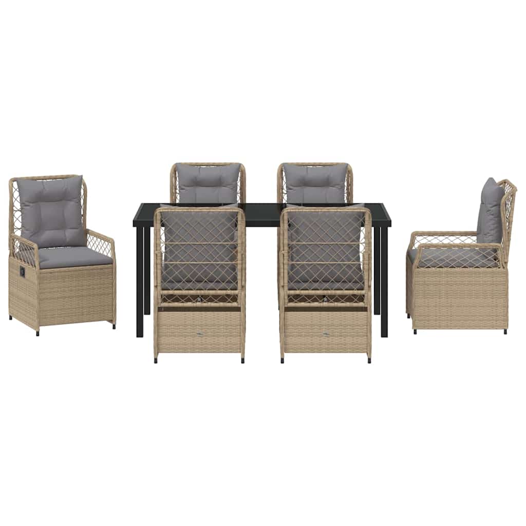 Have Spisebordssæt 7 pcs Beige og lys grå polyrattan